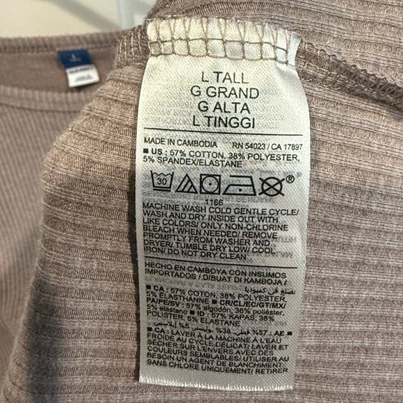 Old Navy Taupe Long Sleeve Ribbed Top - Large Tall - Picture 3 of 3